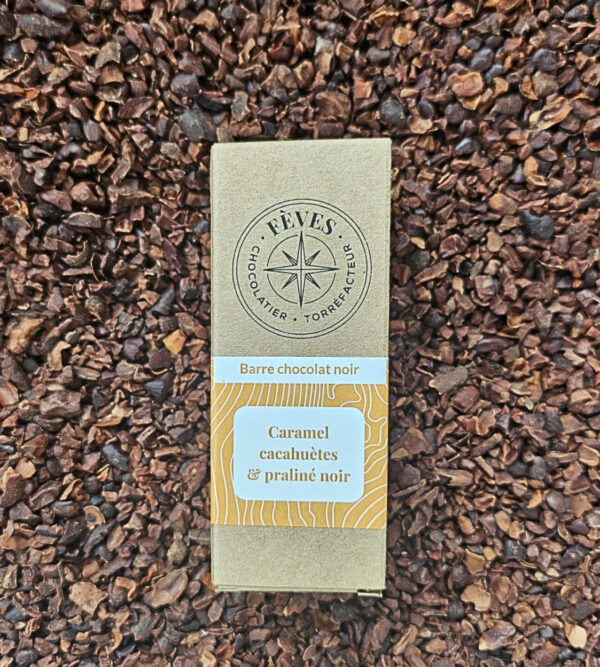 Barre caramel cacahuète & praliné chocolat noir