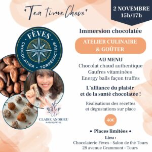 Tea Time Choco - 40€ - 2 Novembre 2025 à 15h - Avec Claire Andrieu